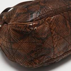 Pre Owned Dior Brown Python Cannage Drawstring Bag