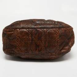 Pre Owned Dior Brown Python Cannage Drawstring Bag