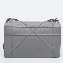 Pre Owned Dior Grey Leather Medium Diorama Shoulder Bag
