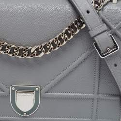 Pre Owned Dior Grey Leather Medium Diorama Shoulder Bag