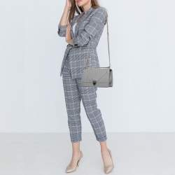 Pre Owned Dior Grey Leather Medium Diorama Shoulder Bag
