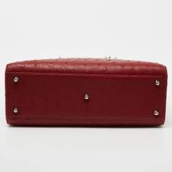 Pre Owned Dior Brick Red Ostrich Large Lady Dior Tote