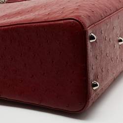 Pre Owned Dior Brick Red Ostrich Large Lady Dior Tote