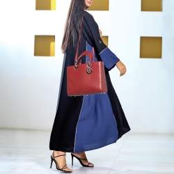 Pre Owned Dior Brick Red Ostrich Large Lady Dior Tote