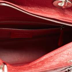 Pre Owned Dior Brick Red Ostrich Large Lady Dior Tote