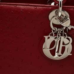 Pre Owned Dior Brick Red Ostrich Large Lady Dior Tote