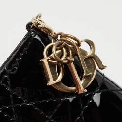 Pre Owned Dior Black Cannage Patent Leather Lady Dior Card Holder