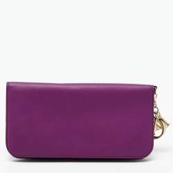 Pre Owned Dior Purple Leather Diorissimo Long Wallet