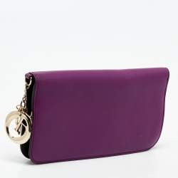 Pre Owned Dior Purple Leather Diorissimo Long Wallet