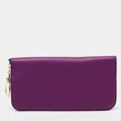 Pre Owned Dior Purple Leather Diorissimo Long Wallet