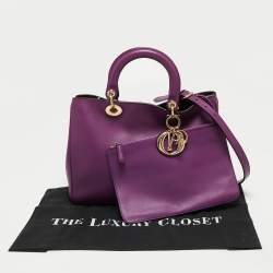 Pre Owned Dior Purple Leather Medium Diorissimo Shopper Tote