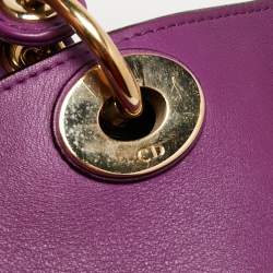 Pre Owned Dior Purple Leather Medium Diorissimo Shopper Tote