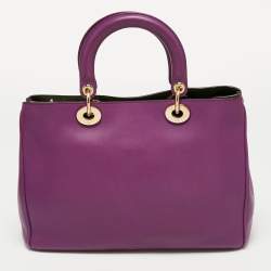Pre Owned Dior Purple Leather Medium Diorissimo Shopper Tote