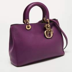 Pre Owned Dior Purple Leather Medium Diorissimo Shopper Tote