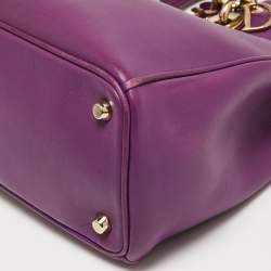 Pre Owned Dior Purple Leather Medium Diorissimo Shopper Tote