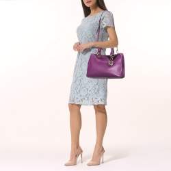 Pre Owned Dior Purple Leather Medium Diorissimo Shopper Tote