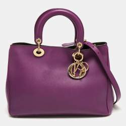 Pre Owned Dior Purple Leather Medium Diorissimo Shopper Tote