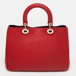 Pre Owned Dior Red Leather Medium Diorissimo Shopper Tote