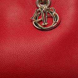 Pre Owned Dior Red Leather Medium Diorissimo Shopper Tote
