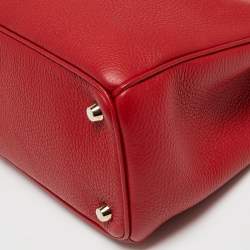 Pre Owned Dior Red Leather Medium Diorissimo Shopper Tote