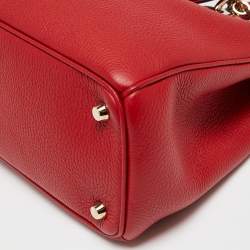 Pre Owned Dior Red Leather Medium Diorissimo Shopper Tote