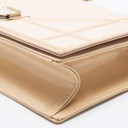 Pre Owned Dior Beige Patent Leather Medium Diorama Shoulder Bag