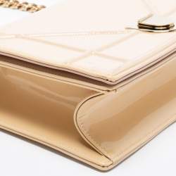 Pre Owned Dior Beige Patent Leather Medium Diorama Shoulder Bag