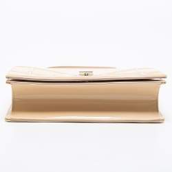 Pre Owned Dior Beige Patent Leather Medium Diorama Shoulder Bag