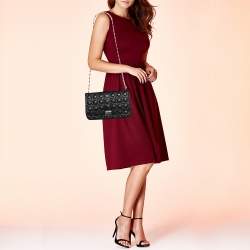 مملوكة مسبقًا حقيبة ديور ميس ديور جلد كاناج أسود بقلاب كبيرة