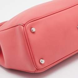 Pre Owned Dior Coral Pink Leather Medium Diorissimo Shopper Tote