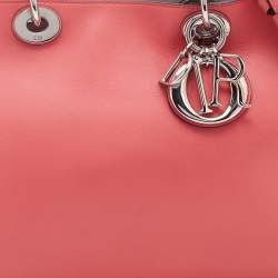 Pre Owned Dior Coral Pink Leather Medium Diorissimo Shopper Tote