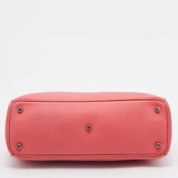 Pre Owned Dior Coral Pink Leather Medium Diorissimo Shopper Tote