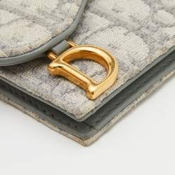 Dior White/Grey Oblique Canvas Saddle Card Holder