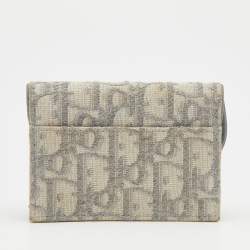 Dior White/Grey Oblique Canvas Saddle Card Holder