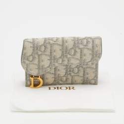 Dior White/Grey Oblique Canvas Saddle Card Holder