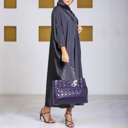 Pre Owned Dior Purple Cannage Soft Patent Leather Lady Dior Shopper Tote