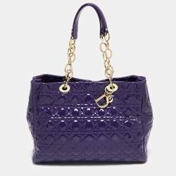 Pre Owned Dior Purple Cannage Soft Patent Leather Lady Dior Shopper Tote