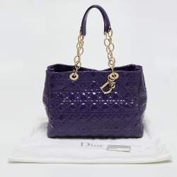 Pre Owned Dior Purple Cannage Soft Patent Leather Lady Dior Shopper Tote