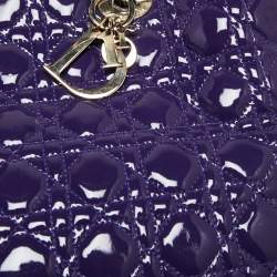 Pre Owned Dior Purple Cannage Soft Patent Leather Lady Dior Shopper Tote