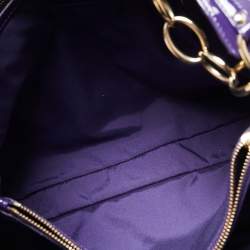 Pre Owned Dior Purple Cannage Soft Patent Leather Lady Dior Shopper Tote