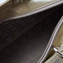 Dior Light Olive Cannage Patent Leather Large Lady Dior Tote
