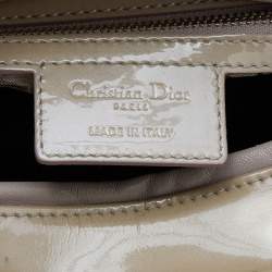 Dior Light Olive Cannage Patent Leather Large Lady Dior Tote