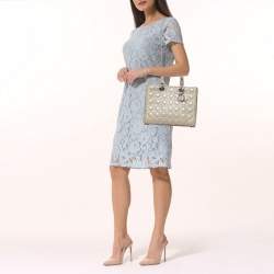 Dior Light Olive Cannage Patent Leather Large Lady Dior Tote