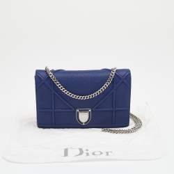 Pre Owned Dior Blue Leather Diorama Wallet On Chain