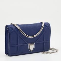 Pre Owned Dior Blue Leather Diorama Wallet On Chain