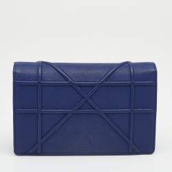 Pre Owned Dior Blue Leather Diorama Wallet On Chain