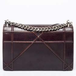 Pre Owned Dior Burgundy Leather Medium Diorama Flap Shoulder Bag