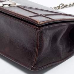 Pre Owned Dior Burgundy Leather Medium Diorama Flap Shoulder Bag