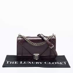 Pre Owned Dior Burgundy Leather Medium Diorama Flap Shoulder Bag
