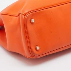 Pre Owned Dior Orange Leather Large Diorissimo Shopper Tote